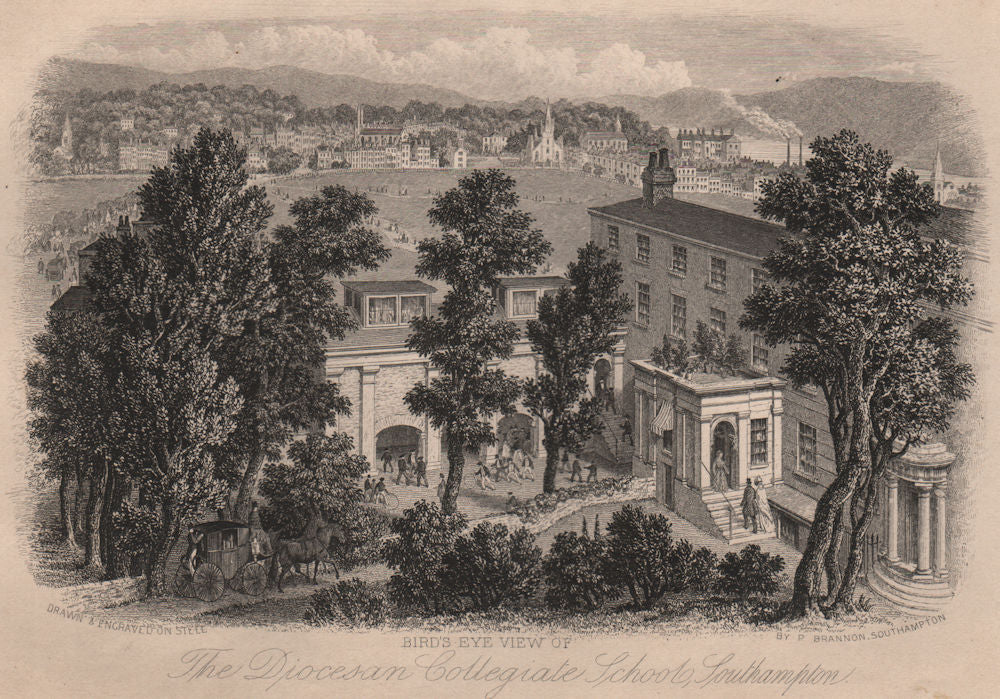 SOUTHAMPTON. The Diocesan Collegiate School. BRANNON 1853 old antique print